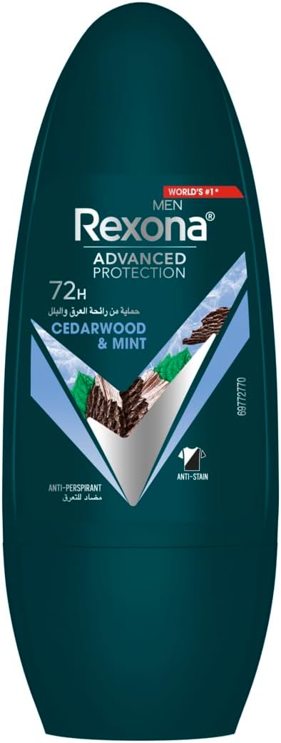 Rexona Men Advanced Protection 72H+ Antiperspirant Deodorant Mint & Cedarwood Roll On 50ML