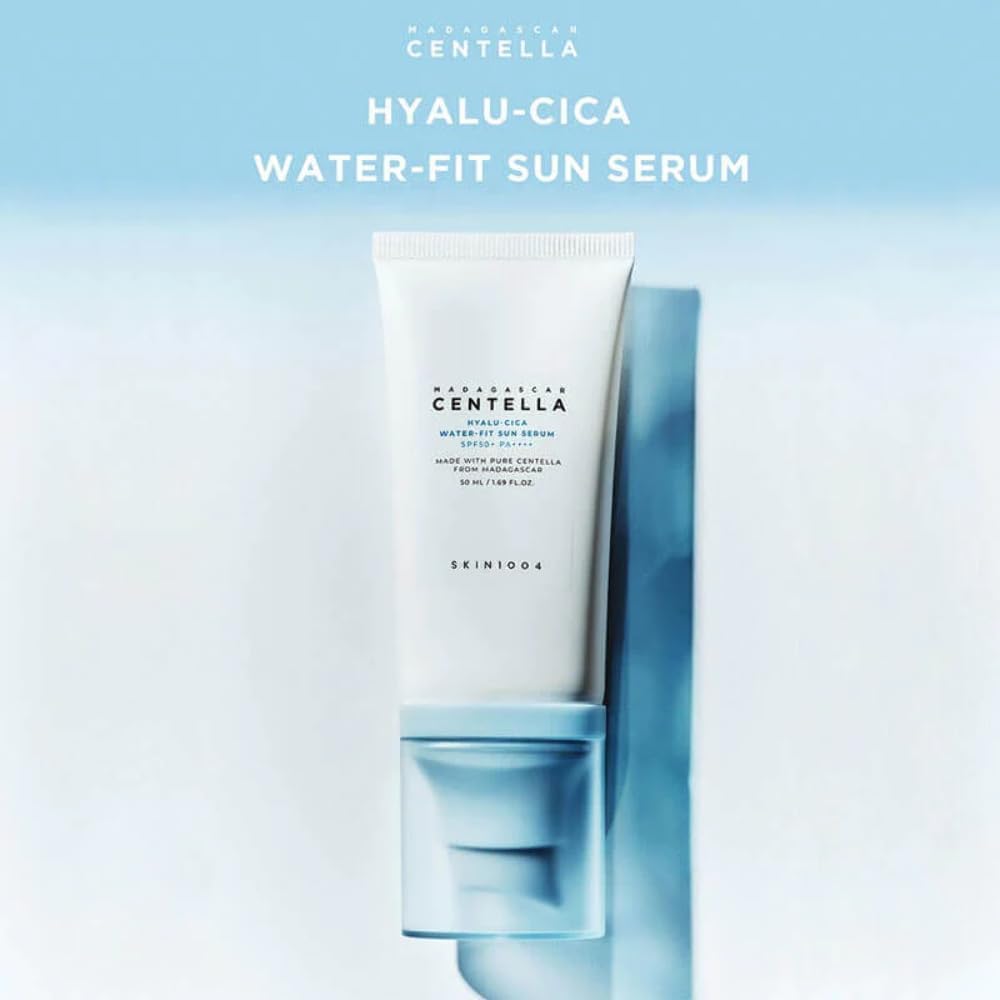 SKIN1004 Centella Hyalu‑Cica Water‑Fit Sun Serum 50ml - Lightweight Hydrating Sunscreen Serum with Centella & Hyaluronic Acid, Korean Skincare for Daily UV Care