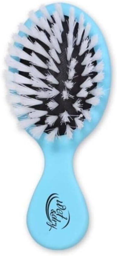 Nascita Professional Wet And Dry Baby Hair Brush - Light Turquoise Black | Compact Travel Size, Detangling Bristles, Cushion Pad Base, Wet & Dry Use, Oval Shape