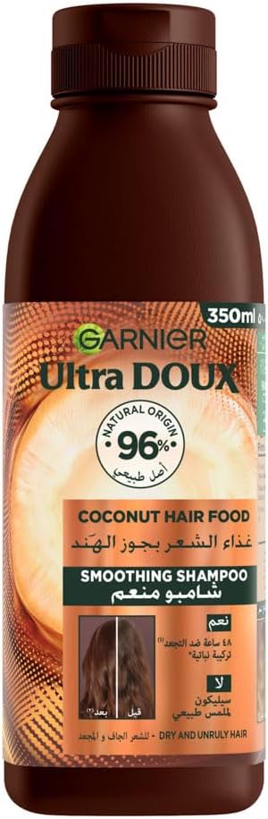 Garnier ultra doux smoothing coconut hair food shampoo for dry & frizzy hair 350ml