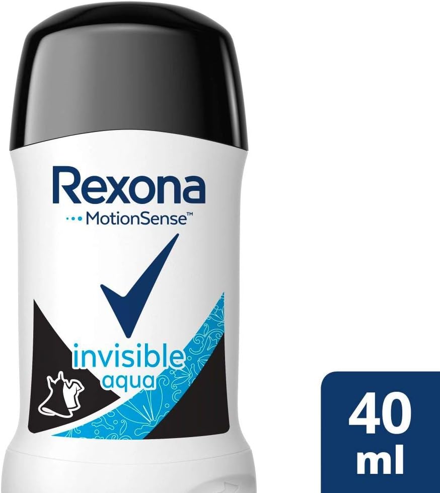 Rexona MotionSense Invisible Aqua Deodorant Stick - Antiperspirant with 48 Hours Protection Against Strong Sweating and Body Odour - 40 ml (Pack of 1)