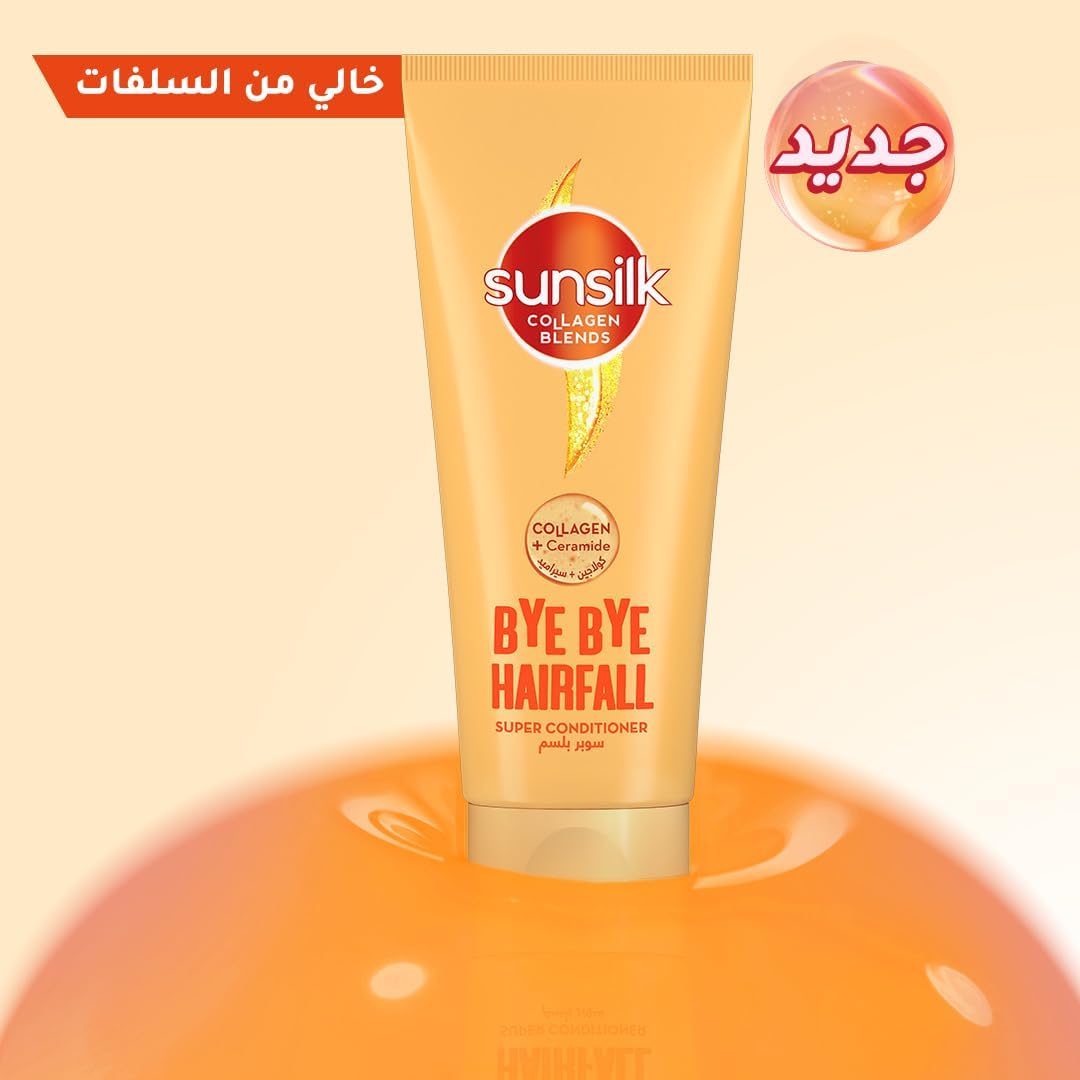 SUNSILK Collagen Blends sulfate free Super Conditioner, Bye Bye Hair Fall with Collagen & Ceramide, for 10X stronger & flexible Hair, 170ml