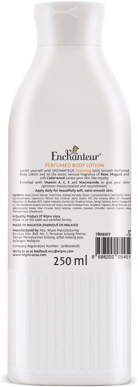 Enchanteur Charming Perfumed Body Lotion, 250ml, with Aloe Vera & Olive Butter for Satin Smooth Skin