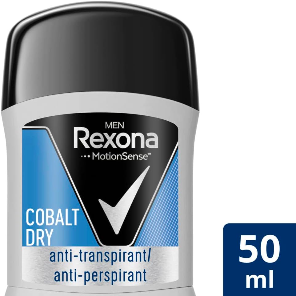 Rexona Men MotionSense Antiperspirant Deodorant Stick Cobalt Dry Deodorant with 48 Hours Protection Against Body Odour and Underarm Wetness 50 ml