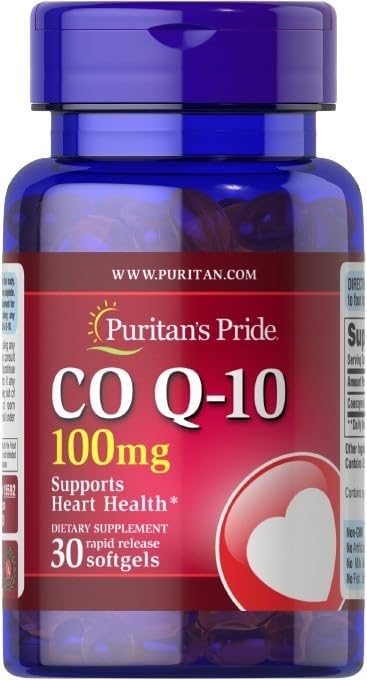 Puritan's Pride Co Q-10 Vitamin 100 mg, Supports Heart Health & Cellular Energy Production, Antioxidant Supplement, 30 Rapid Release Softgels, Made in USA