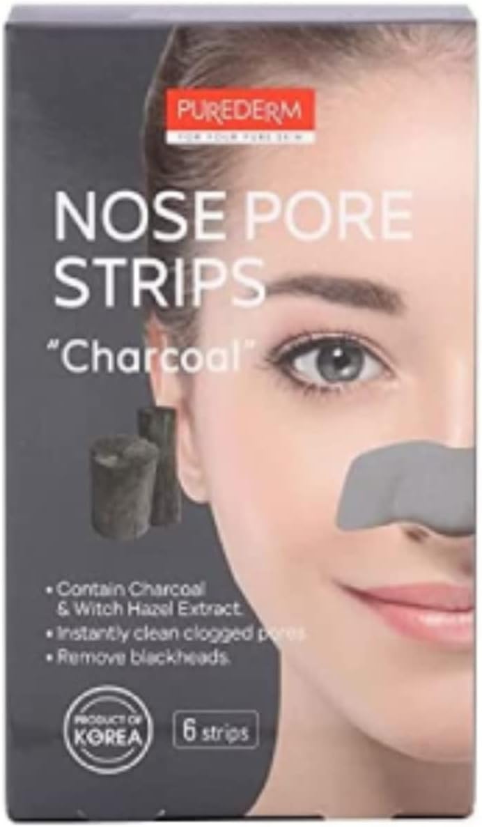 Purederm Charcoal Nose Pore Strips 6 Pieces, Multicolour