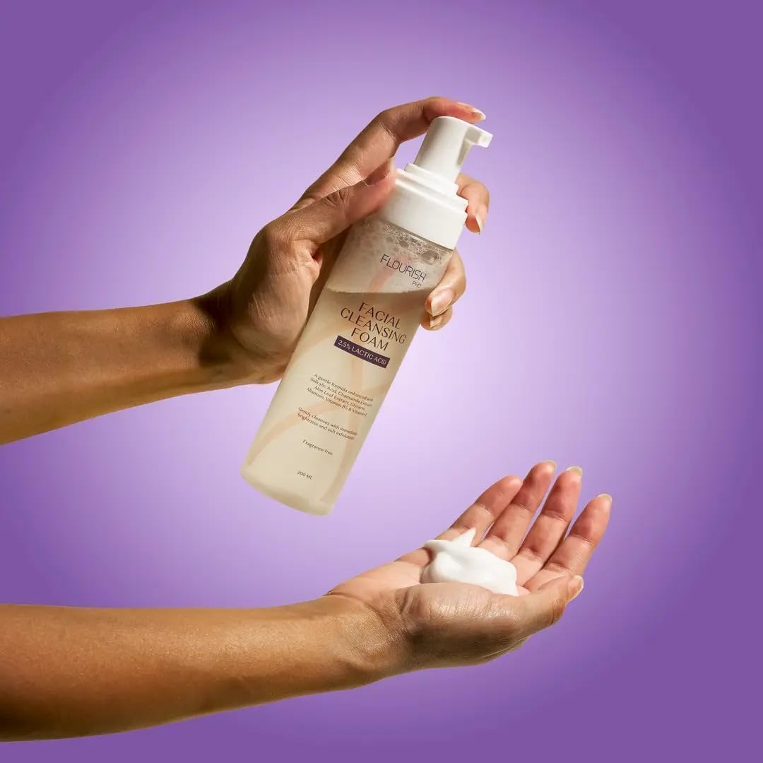 Flourish Facial Cleansing Foam, Exfoliating, Hydrating,For All Skin Types