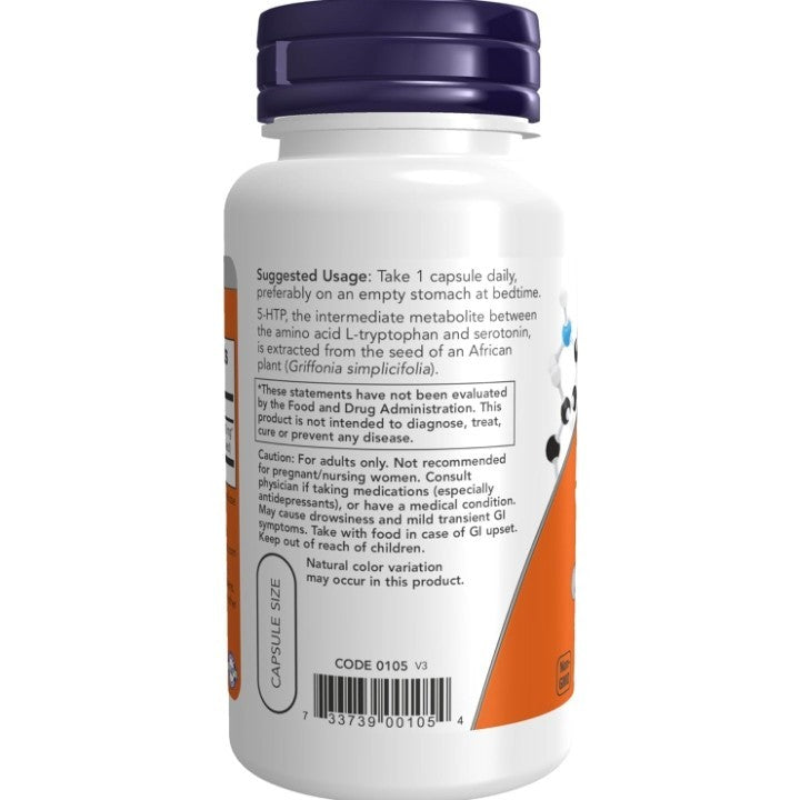 NOW 5-HTP 100 mg- 60 Veg Capsules