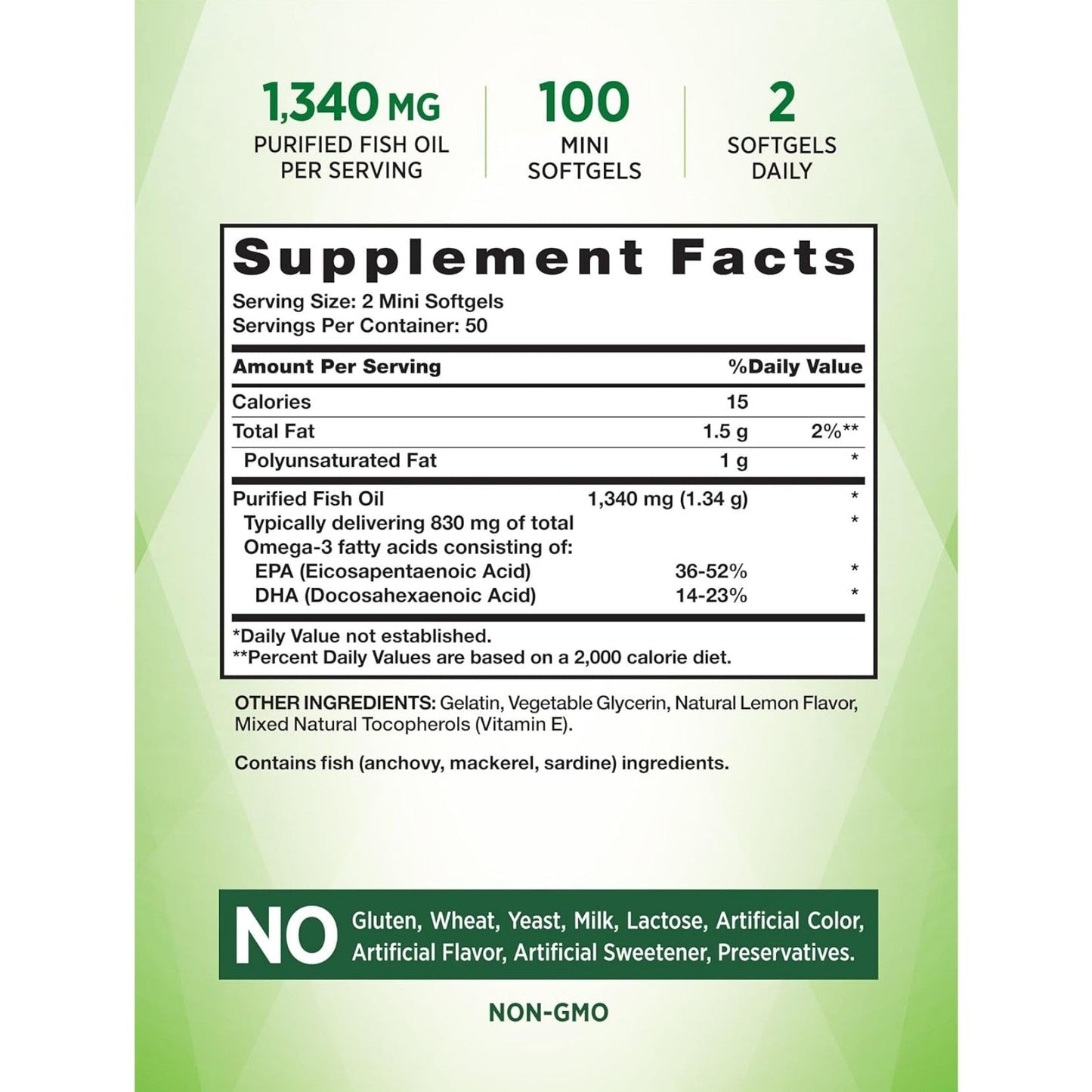 Nature's Truth Mini Fish Oil Omega 3 | 1340 mg | 100 Softgels