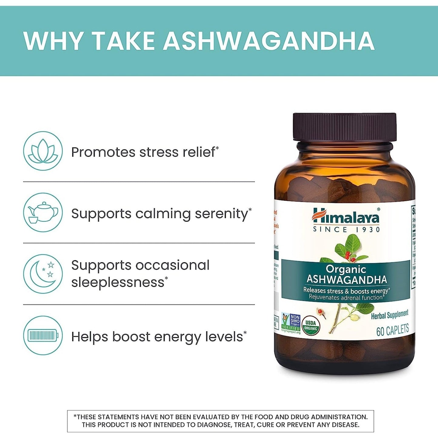 Himalaya Organic Ashwagandha 60 Caplets