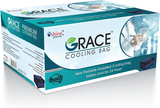 Grace Cooling Bag - Dark Blue Rectangular Cold Single-use Gel Pack Keeps Cold For 24 Hours - With 1 Premium Cooling Gel Kit