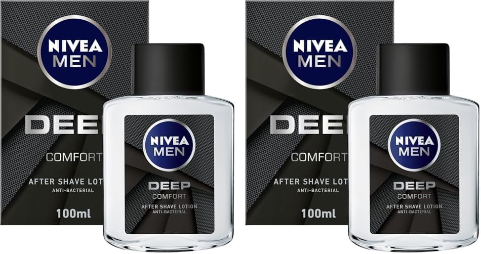 NIVEA MEN After Shave Lotion, DEEP Antibacterial Black Carbon Woody Scent, 100ml