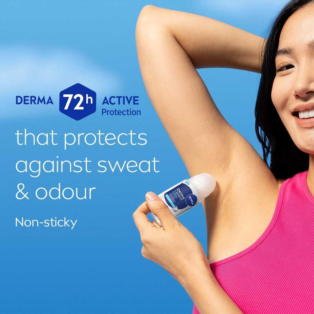 NIVEA Derma Control Defend Extra Comfort Anti-Perspirant Roll-On, 50ml, with Pure Hyaluron and Pro-Vitamin B5, 72H Protection