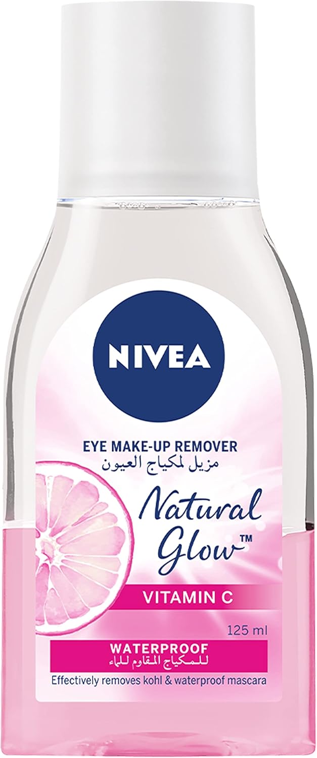 NIVEA Eye Waterproof Makeup Remover, Natural Glow Pearl Extracts & Vitamin C, 125ml