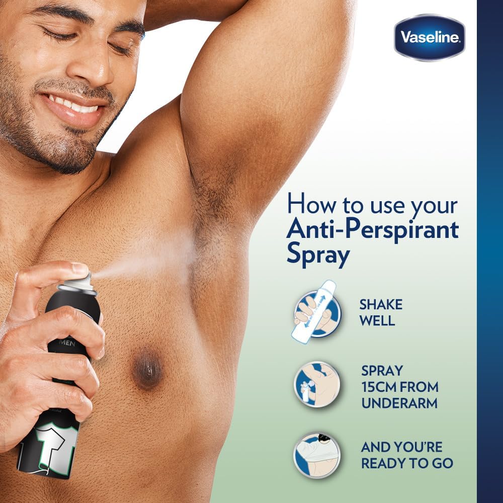 Vaseline Double Invisible (Men) Pro-Derma Antiperspirant Spray 250 Ml | 48H Sweat Protection And Long Lasting Freshness