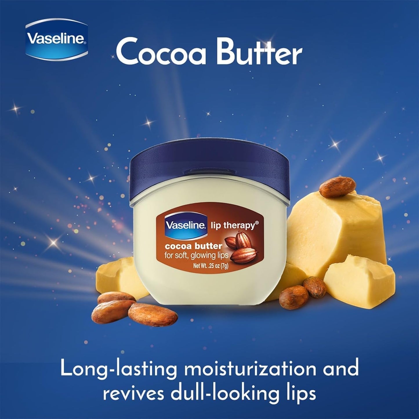 Vaseline Lip Therapy Cocoa Butter For Women, 7 Gm