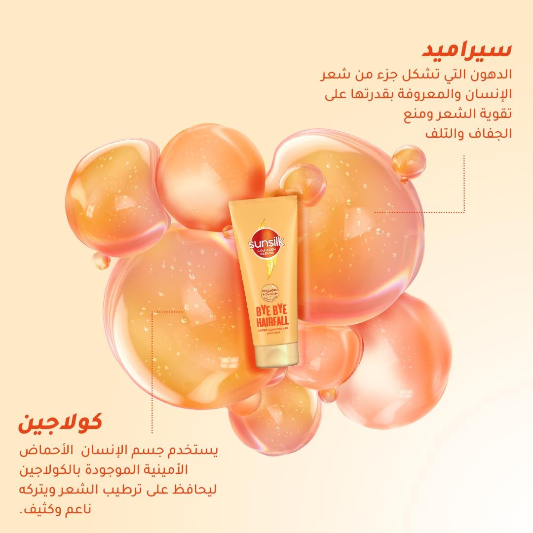 SUNSILK Collagen Blends sulfate free Super Conditioner, Bye Bye Hair Fall with Collagen & Ceramide, for 10X stronger & flexible Hair, 170ml