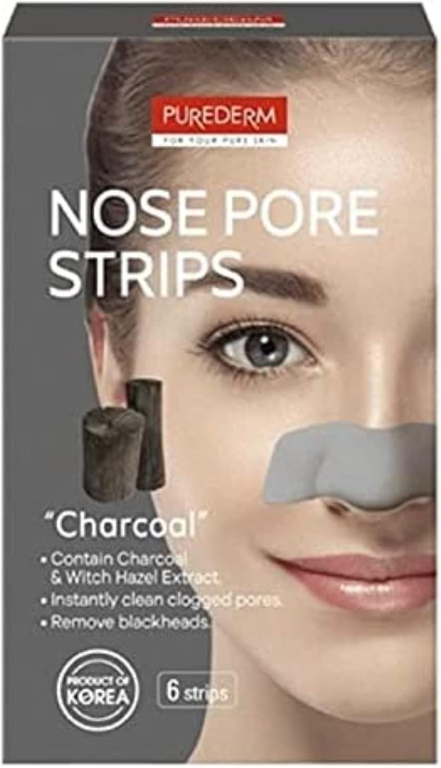 Purederm Charcoal Nose Pore Strips 6 Pieces, Multicolour