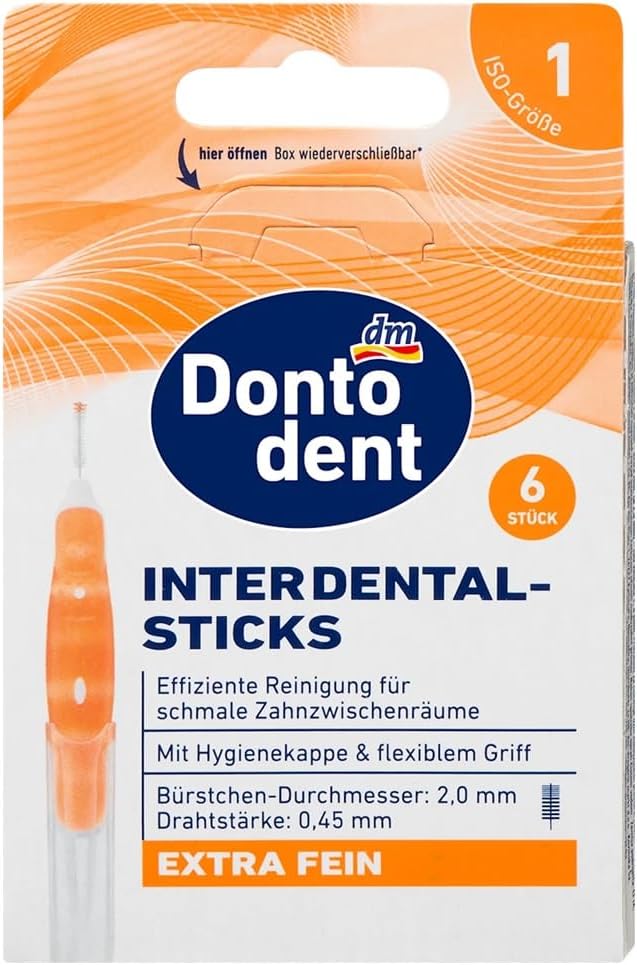Dontodent Interdental Brush (Orange, 0.45 mm, 6 Pieces)