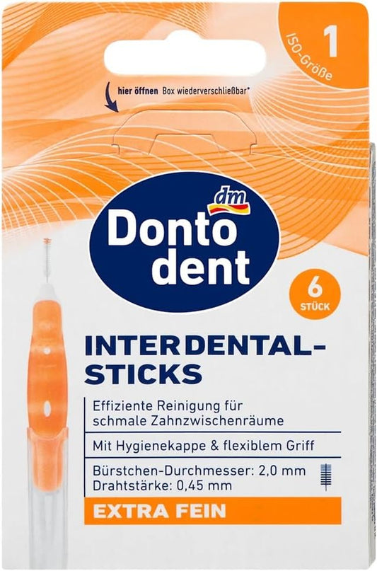 Dontodent Interdental Brush (Orange, 0.45 mm, 6 Pieces)