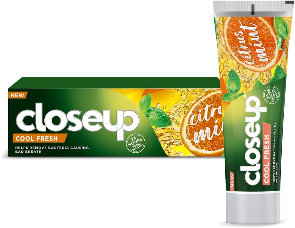 CLOSEUP Cool Fresh Toothpaste, Citrus Mint, helps remove bacteria causing bad breath, 75ml
