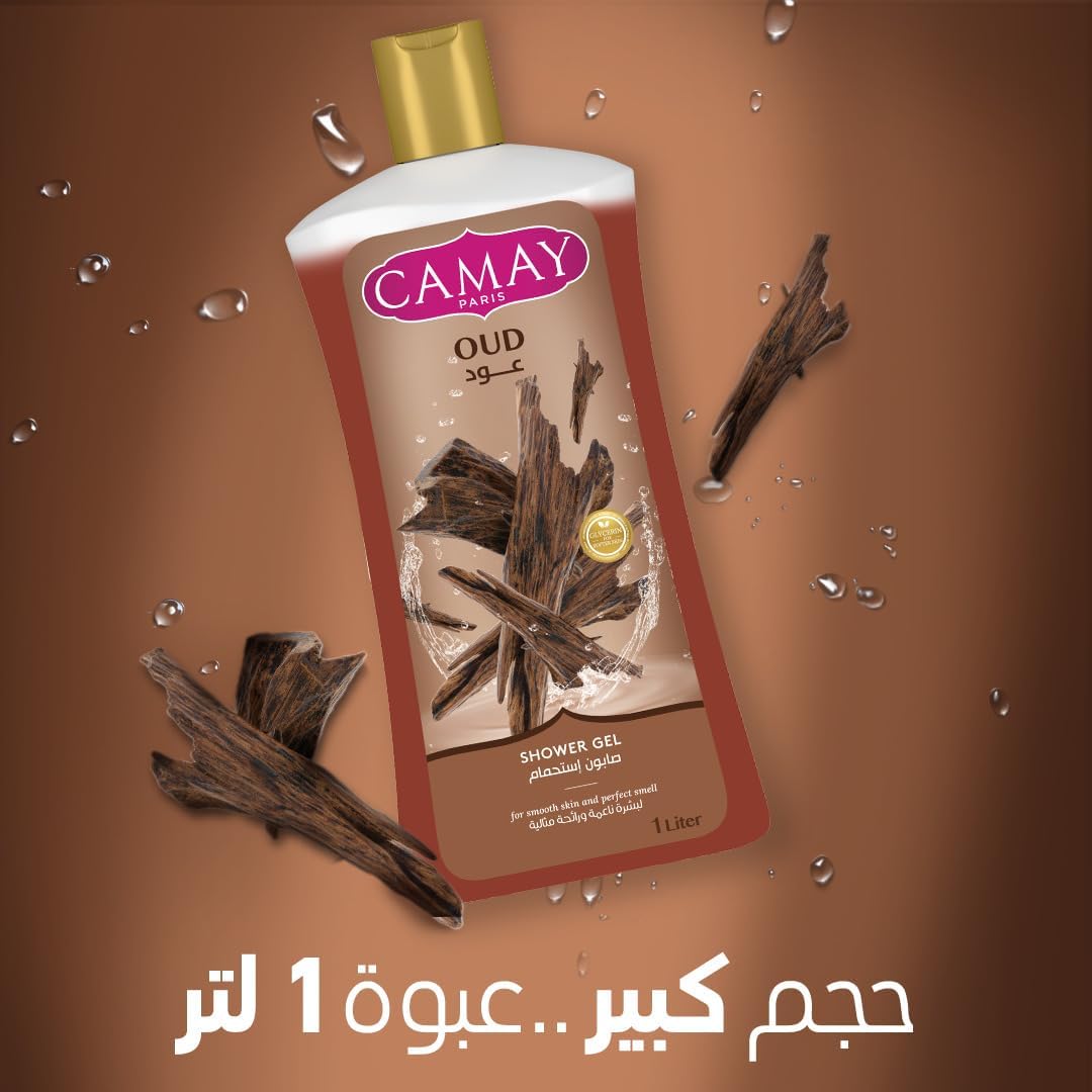 CAMAY Shower Gel Oud with Glycerine for softer & fragranced skin, 1L