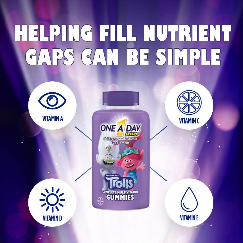 One A Day Kids Trolls Multivitamin Gummy,Trolls ,180 Count