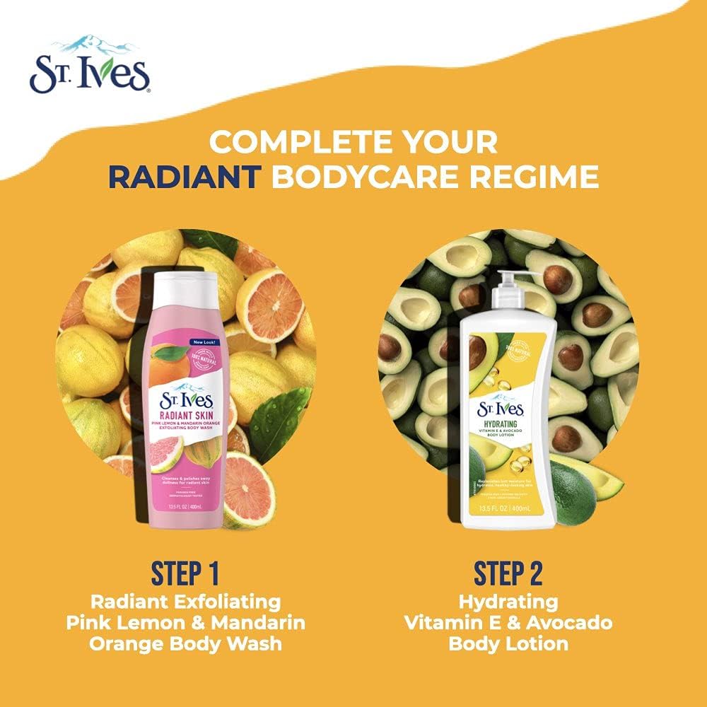 St. ives even and bright - pink lemon and mandarin exfoliating body wash - 400 ml