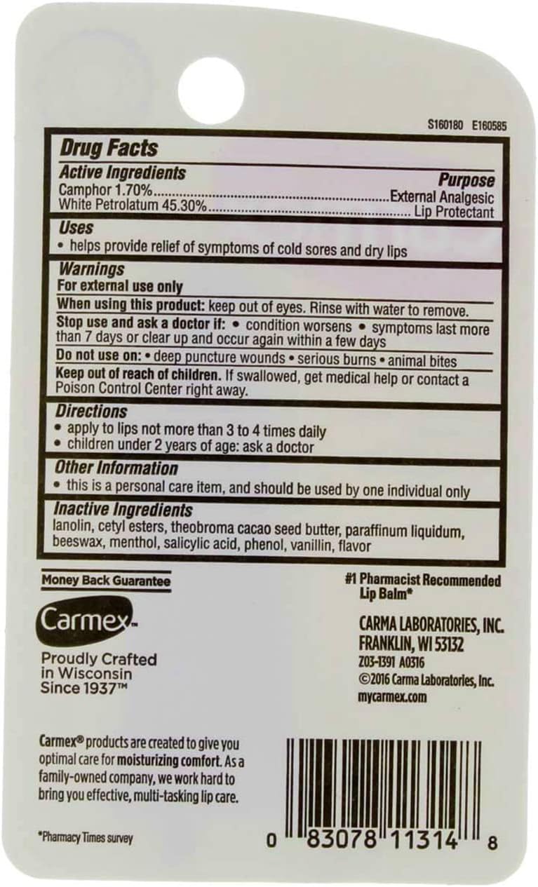 Carmex Classic Lip Balm External Analgesic - 0.35 oz, Pack of 1