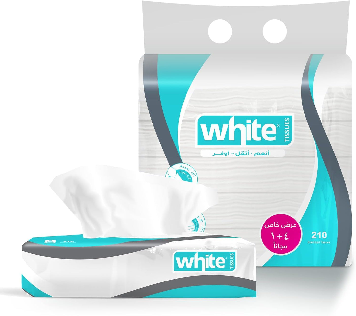 White facial, 210 tissues, 5 packs