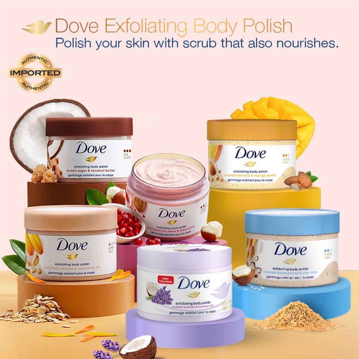 Dove Exfoliating Body Polish Crushed Lavender & Coconut Milk, 10.5 oz