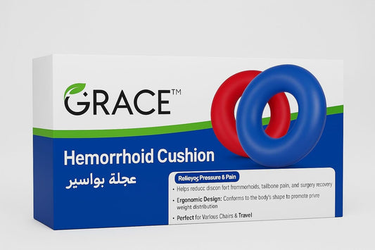 GRACE Ring Cushion – Comfortable Inflatable Seat Pillow for Pain Relief – Ergonomic Support for Hemorrhoids, Tailbone Pain & Post-Surgery Recovery – Portable & Lightweight Multi Color