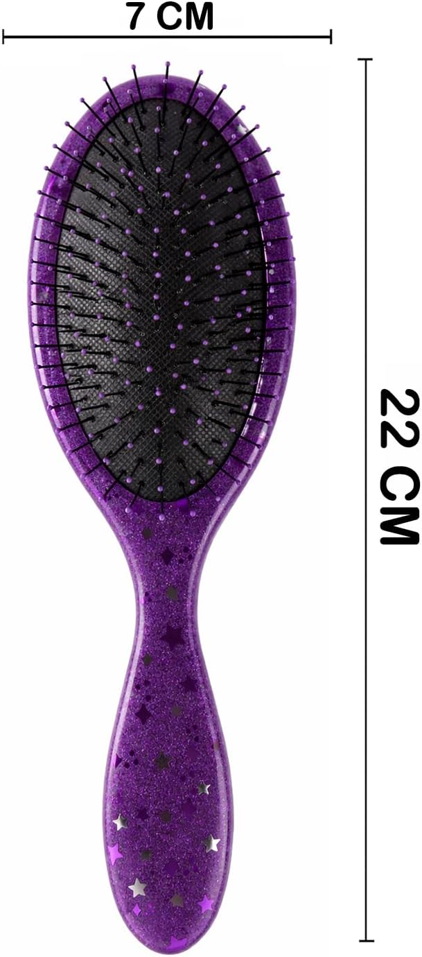 Alice - Detangling Hair Brush, Scalp Massaging Brush, Hair Stayling, Professional Anti-Tangle, Brush With Soft Bristles, Flexible Smooth Glide, Tangle Control, For Wet & Dry Hair (Purple Star)