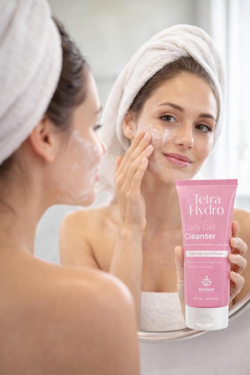 Tetra Hydro Daily Gel Cleanser for Combined to Oily Skin, solution for combined, healthy glow, Non-comedogenic, Salicylic Acid, Makeup Removal, Deep hydration, Glycerin gel, Oil Control, 200 ml