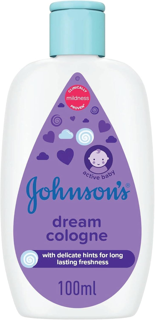 Johnson's Baby Cologne, 100ml, Dream, Gentle Refreshing Scent for Delicate Skin, Dermatologist Tested and Hypoallergenic, Ideal for Baby's Comfort and Wellbeing