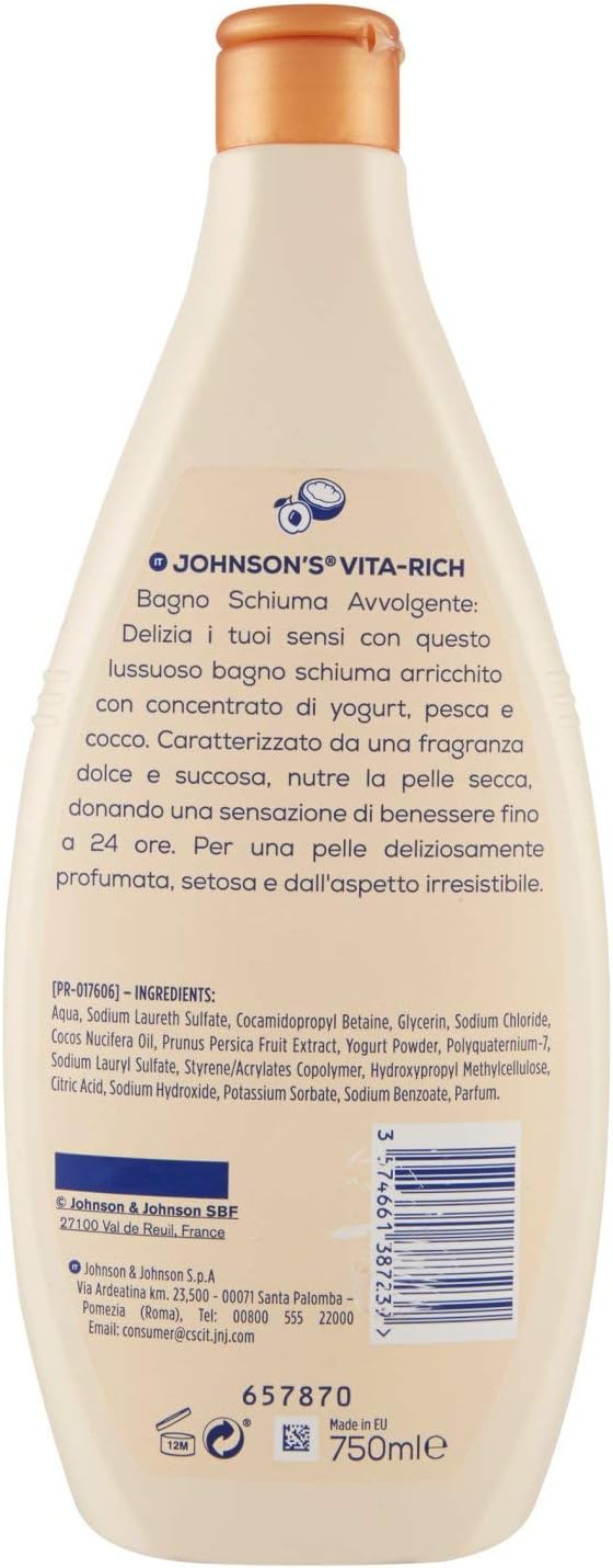 Johnson's Vita Rich Body Wash with Yoghurt, Peach and Coconut - 750 ml