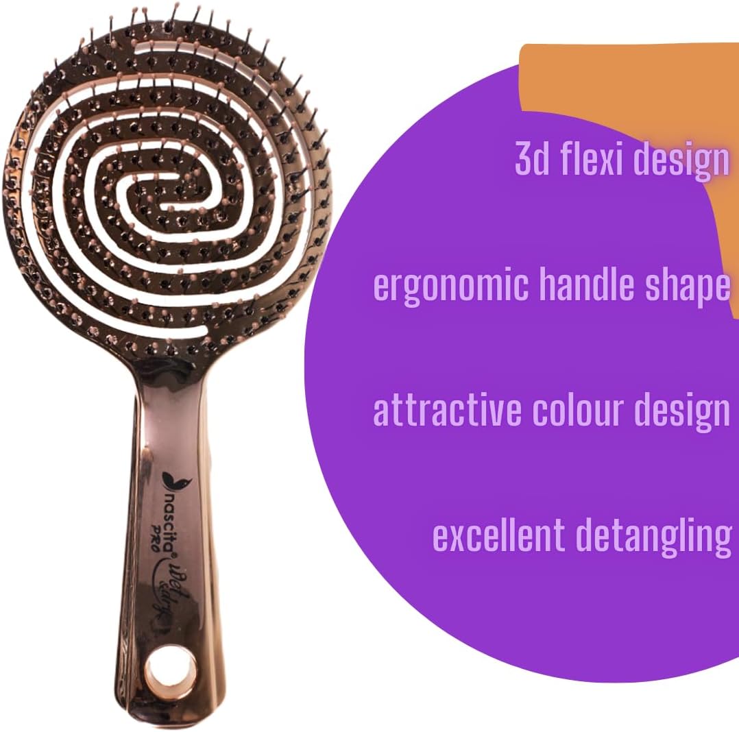 Professional Detangling Hair Brush, Spiral Design, Rose Gold