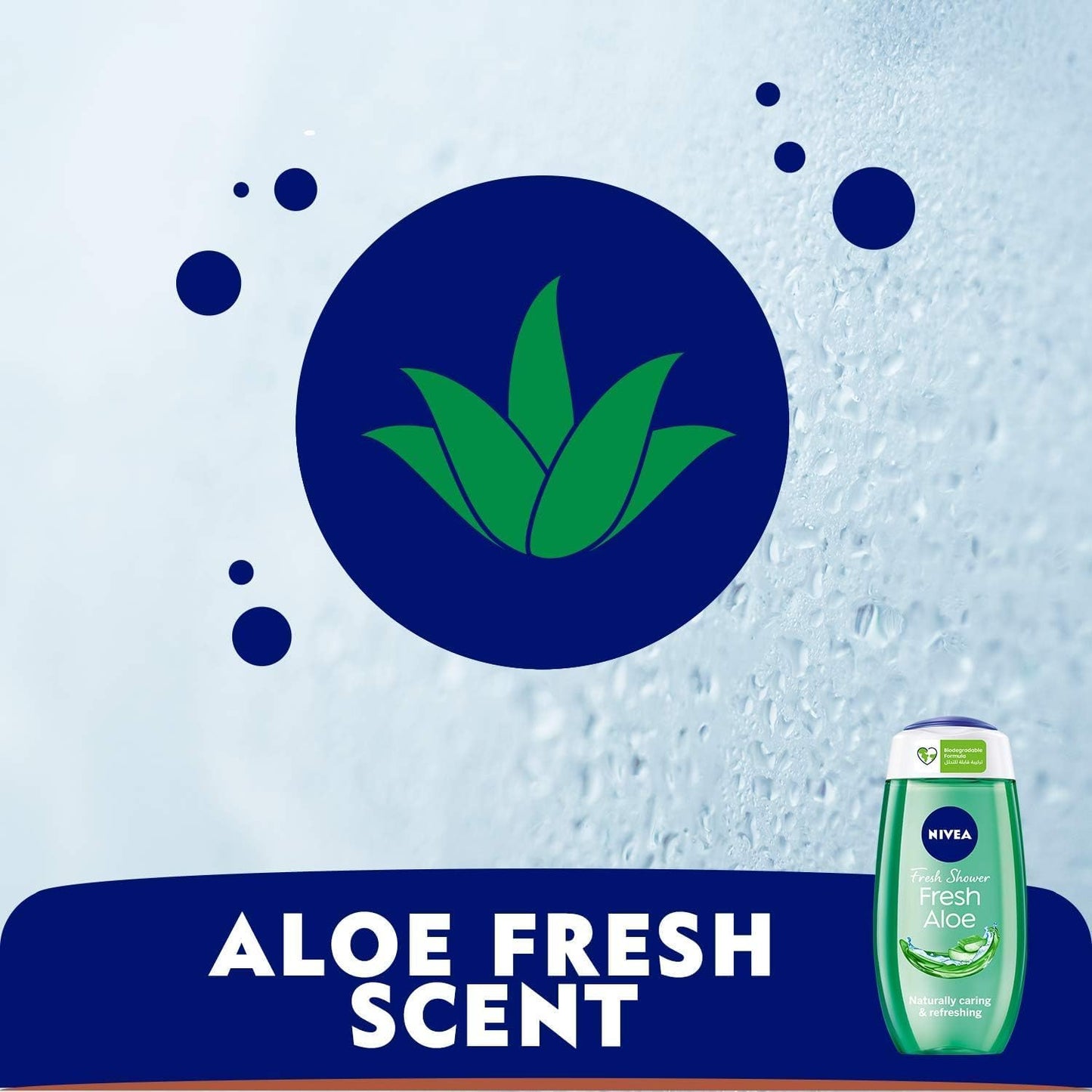 NIVEA Shower Gel Body Wash, Fresh Aloe Natural Aloe Vera Fresh Scent, 250ml