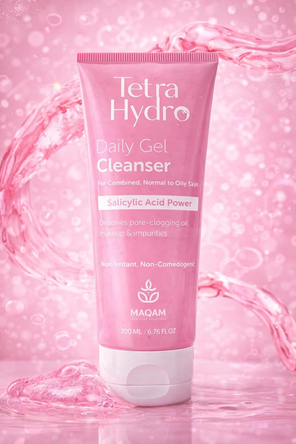 Tetra Hydro Daily Gel Cleanser for Combined to Oily Skin, solution for combined, healthy glow, Non-comedogenic, Salicylic Acid, Makeup Removal, Deep hydration, Glycerin gel, Oil Control, 200 ml