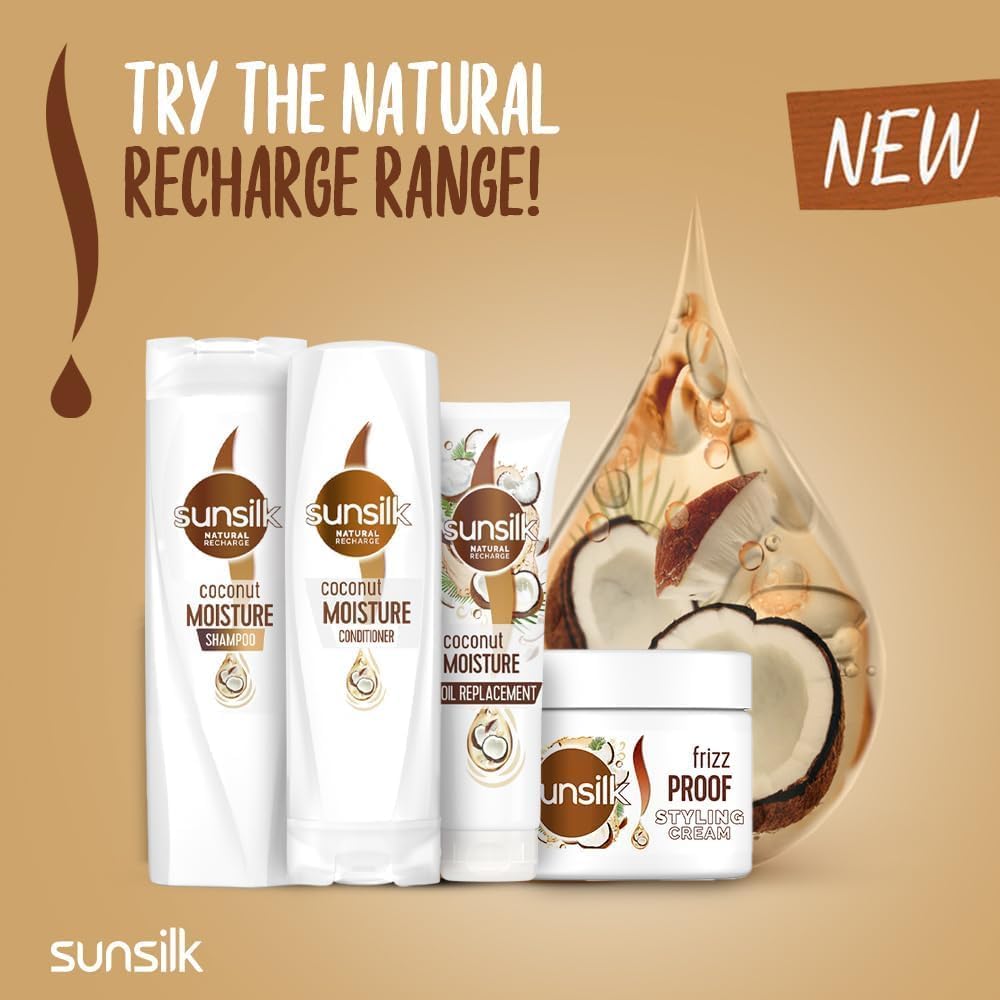 Sunsilk Natural recharge, Hair oil, with almond and Castor oil, for protection against hairfall 250ML (Packaging May Vary)