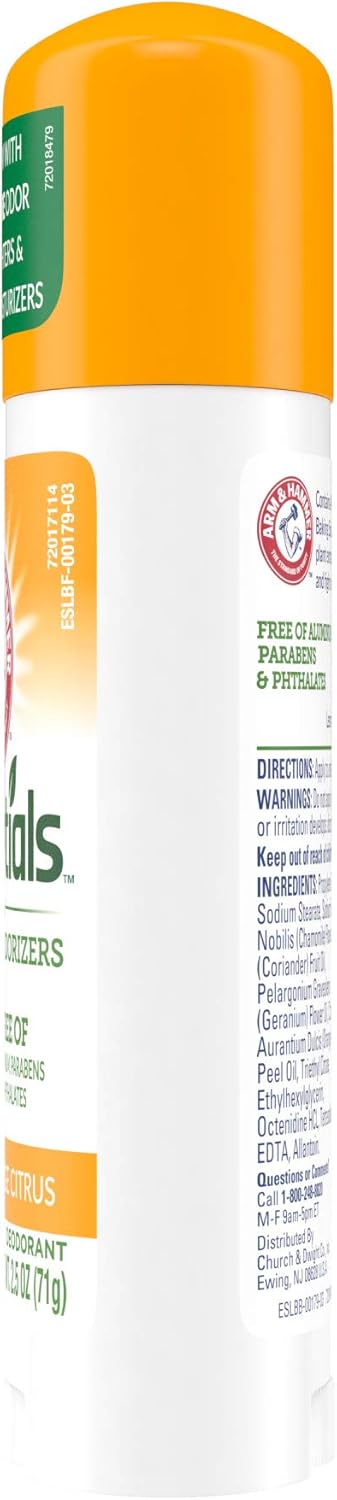 Arm & Hammer Essentials deodorant, crisp orange citrus, 2.5 ounce, 1 Count
