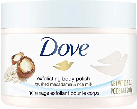Dove Exfoliating Body Polish and Scrub with Macadamia and Rice Milk- 298 g