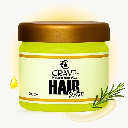 Crave Natural Hair Wax for Men & Women – Strong Hold, Non-Greasy, Long-Lasting Styling Wax with Natural Shine – Suitable for Curly & Straight Hair – 200 GM