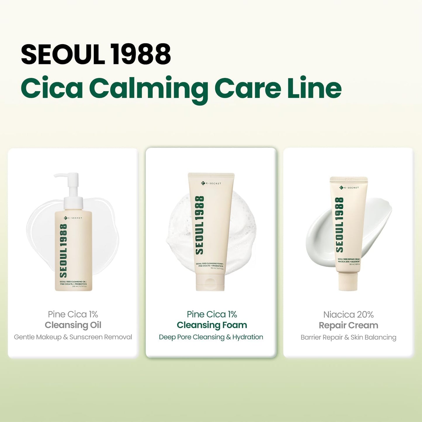 SEOUL 1988 Cleansing Foam : Pine Cica 1% + Probiotics