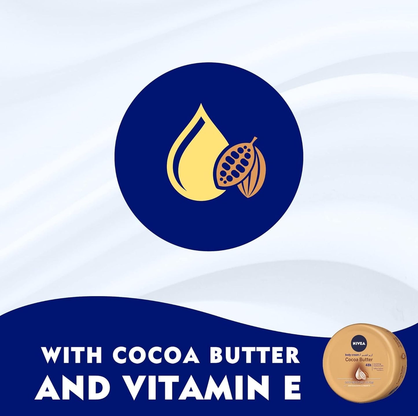 NIVEA Body Cream Dry Skin, Cocoa Butter Vitamin E, Jar 200ml