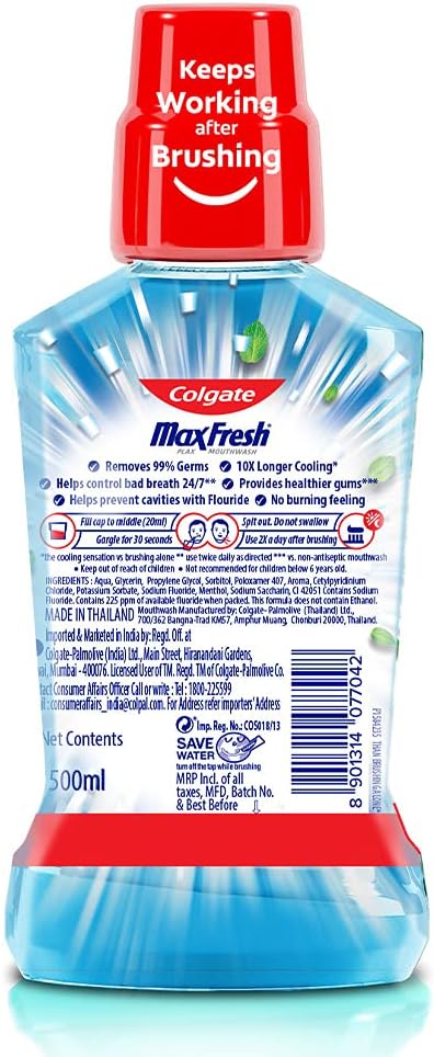 Colgate Plax Peppermint Mint Mouthwash, 500 ml
