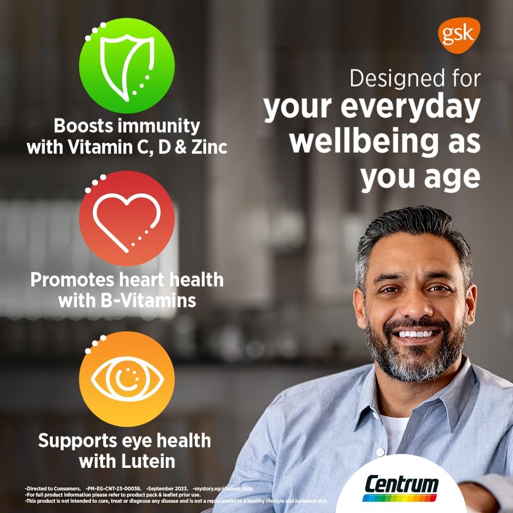 Centrum Silver with Lutein Multivitamin, Multimineral Supplements, for adults 50 + with Zinc, Vitamin B, D & Magnesium, 30 Tablets
