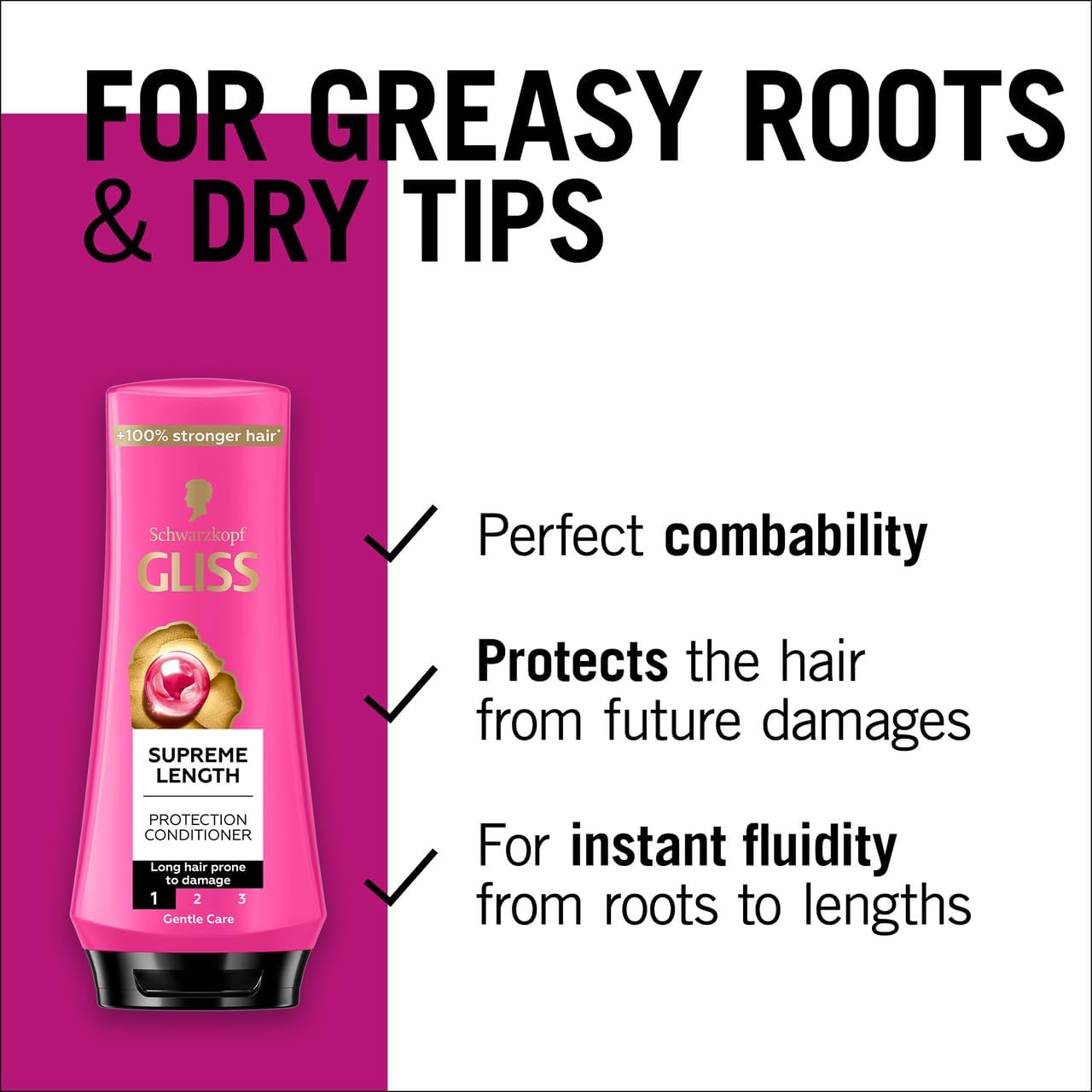 Gliss Supreme Length Protection Conditioner, 360ml — Maintain long hair with this protective conditioner, designed to prevent split ends and breakage while enhancing shine