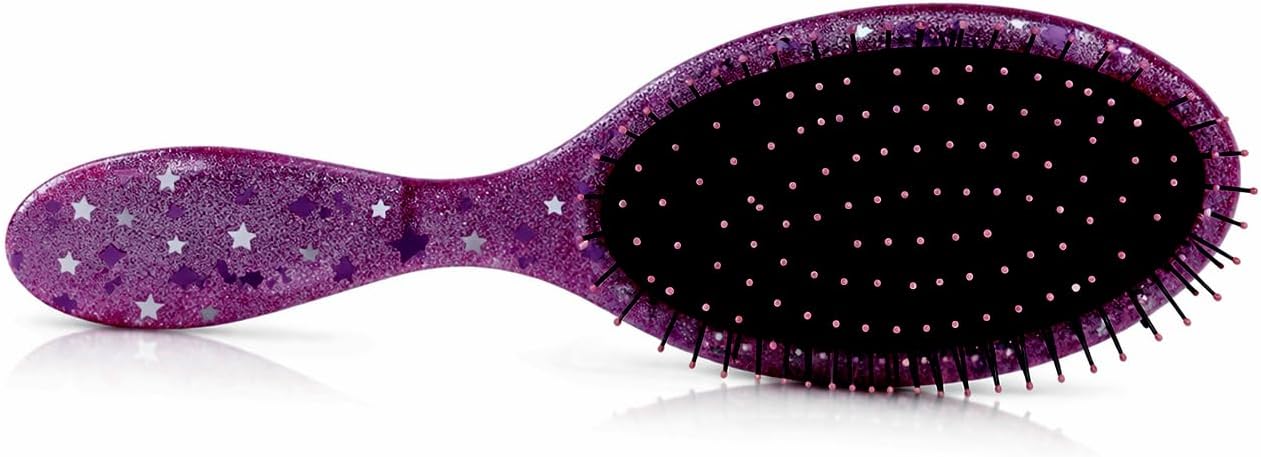 Alice - Detangling Hair Brush, Scalp Massaging Brush, Hair Stayling, Professional Anti-Tangle, Brush With Soft Bristles, Flexible Smooth Glide, Tangle Control, For Wet & Dry Hair (Purple Star)