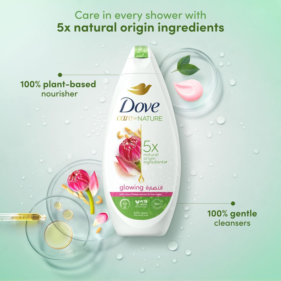 Dove Nourishing Secrets Glowing Ritual Shower Gel Body wash With Lotus Flower Extract And Rice Milk, 500 ml